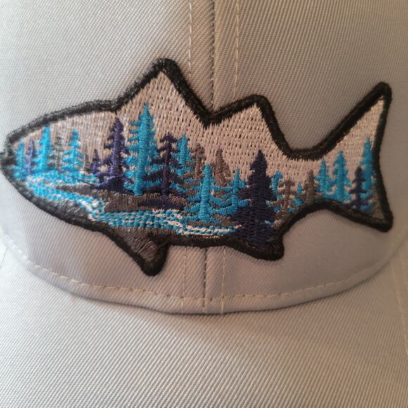 Telluride Clothing Co Snapback Hat Cap Mesh Blue Colorful Fish Forest Logo Patch - Picture 8 of 10